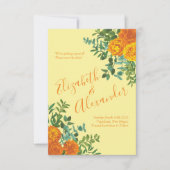 Invitation Mariage Rose Orange Light Yellow Peony Date de sau (Devant)