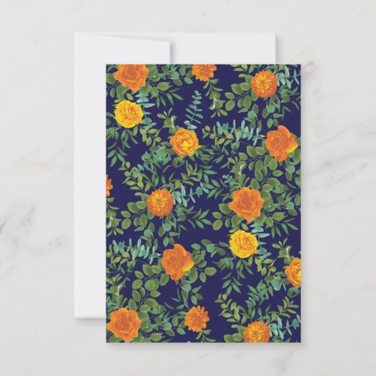 Invitation Mariage Rose Orange & Navy Blue Peony Date de sauv (Dos)