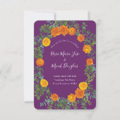 Invitation Mariage Rose Orange & Purple Plum Peony Date de sa (Devant)