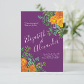 Invitation Mariage Rose Orange Purple Plum Peony Date de sauv (Debout devant)