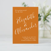 Invitation Mariage Rose Orange & Rust Fall Peony Date de sauv (Debout devant)