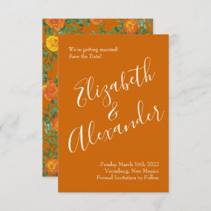 Invitation Mariage Rose Orange & Rust Fall Peony Date de sauv