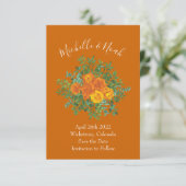 Invitation Mariage Rose Orange & Rust Fall Peony Date de sauv (Debout devant)