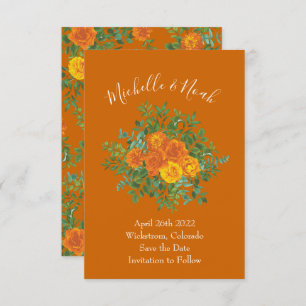 Invitation Mariage Rose Orange & Rust Fall Peony Date de sauv