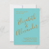 Invitation Mariage Rose Orange & Turquoise Aqua Peony Date de (Devant)