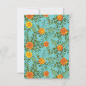 Invitation Mariage Rose Orange & Turquoise Aqua Peony Date de (Dos)