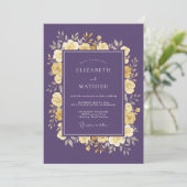 Invitation Mariage Rose Ornée de Prune (Debout devant)