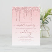Invitation Mariage Rose Pailleté Chic qui Dégouline (Debout devant)