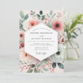 Invitation Mariage Rose Painterly Blush (Debout devant)