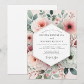 Invitation Mariage Rose Painterly Blush (Devant / Derrière)