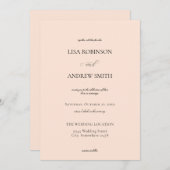 Invitation Mariage rose pâle (Devant / Derrière)