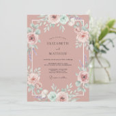 Invitation Mariage Rose Pâle Antique (Debout devant)