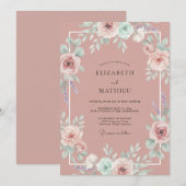 Invitation Mariage Rose Pâle Antique (Devant / Derrière)