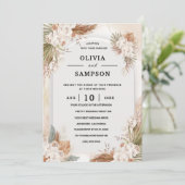 Invitation Mariage Rose Pâle Bourguignon Or (Debout devant)