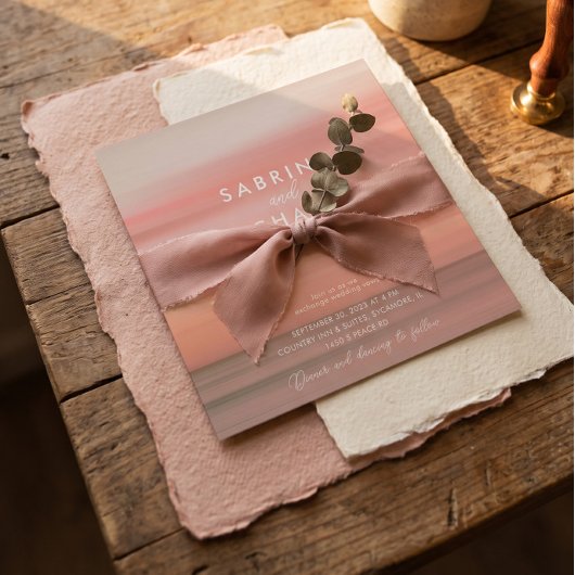 Invitation Mariage Rose Pâle Chic Moderne