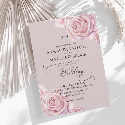 Invitation Mariage Rose Pâle Devine