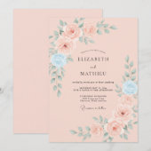 Invitation Mariage Rose Pâle et Discrète (Devant / Derrière)