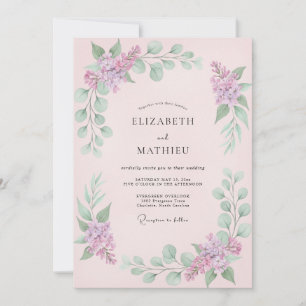 Invitation Mariage Rose Pâle et Lilas Délicat