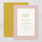 Invitation Mariage Rose Pâle et Or (Devant / Derrière)
