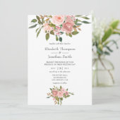 Invitation Mariage Rose Pâle et Or Rose (Debout devant)