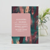 Invitation mariage rose pâle foncé en cuivre Abstrait (Debout devant)