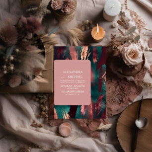 Invitation mariage rose pâle foncé en cuivre Abstrait