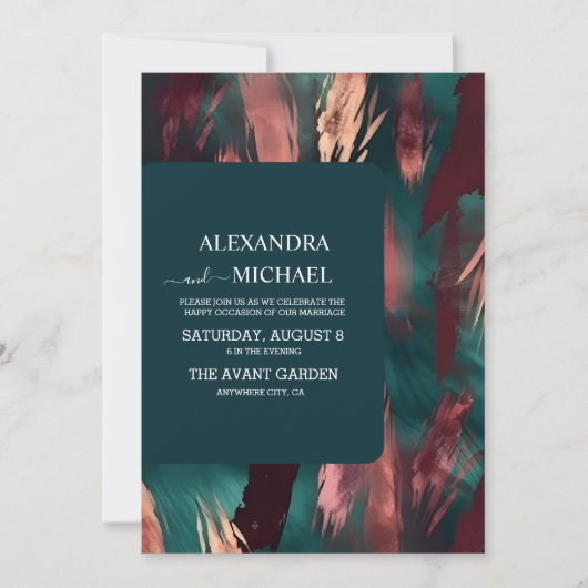 Invitation mariage rose pâle foncé en cuivre Abstrait (Devant)