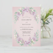 Invitation Mariage Rose Pâle Lilas Paisible (Debout devant)