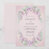 Invitation Mariage Rose Pâle Lilas Paisible (Devant / Derrière)
