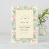 Invitation Mariage Rose Pâle Menthe (Debout devant)