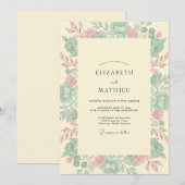 Invitation Mariage Rose Pâle Menthe (Devant / Derrière)