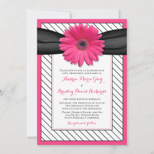 Invitation Mariage rose pâle noir blanc rose