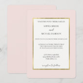Invitation Mariage Rose Pâle Or Blanc (Devant / Derrière)