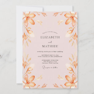 Invitation Mariage Rose Pâle Pétales d'Abricot