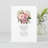 Invitation Mariage Rose Pâle, Verdure et Rose Cannelle (Debout devant)