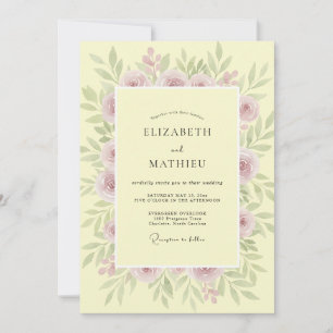 Invitation Mariage Rose Papillon Rose Ranunculus Eucalyptus