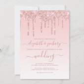Invitation Mariage rose Parties scintillant chic (Devant)