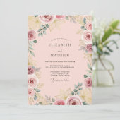 Invitation Mariage Rose Pastel Élégant (Debout devant)