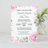 Invitation Mariage Rose Pastel et Vert de Mer (Debout devant)