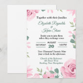 Invitation Mariage Rose Pastel et Vert de Mer (Devant / Derrière)
