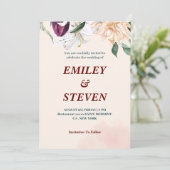 Invitation Mariage rose pastel moderne et chic (Debout devant)