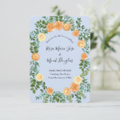 Invitation Mariage Rose Peach Light Blue Peony Date de sauveg (Debout devant)