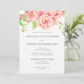 Invitation Mariage Rose Peach Watercolor (Debout devant)