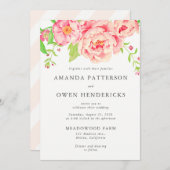 Invitation Mariage Rose Peach Watercolor (Devant / Derrière)