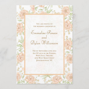 Invitation Mariage Rose Pêche