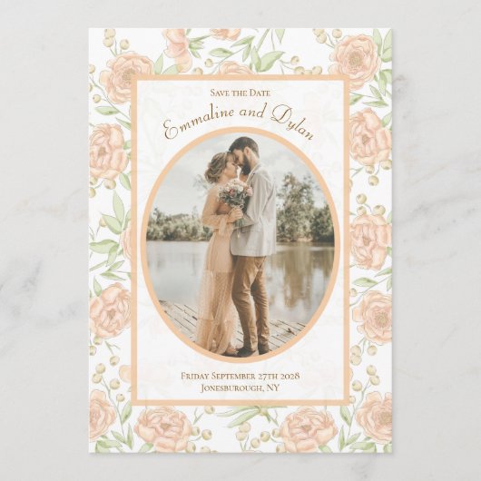 Invitation Mariage Rose Pêche Enregistrer la Date (Devant)