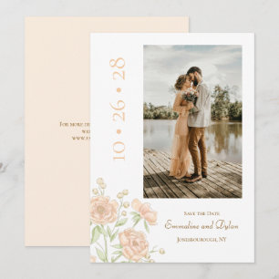 Invitation Mariage Rose Pêche Enregistrer la Date
