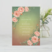 Invitation Mariage Rose Pêche Olive (Debout devant)
