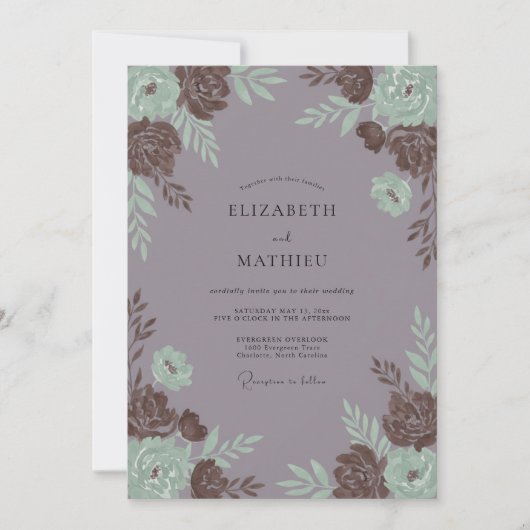 Invitation Mariage Rose Pêche Poussiéreuse (Devant)