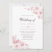 Invitation Mariage Rose Peint Pure Blush Elegant (Devant)